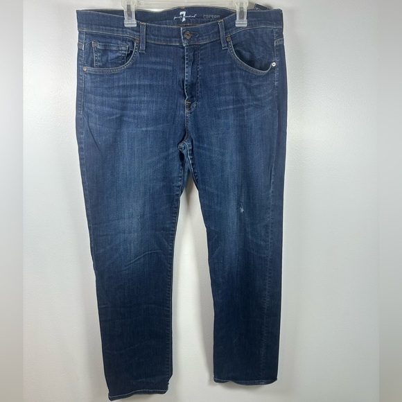 7 For All Mankind Dark Blue Straight Jeans - Picture 1 of 8